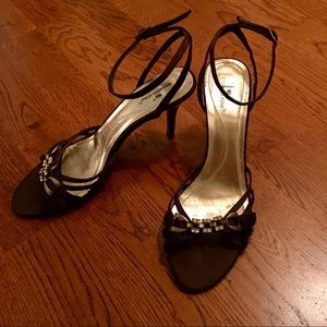 Brown High Heels Sandals With Sparklers